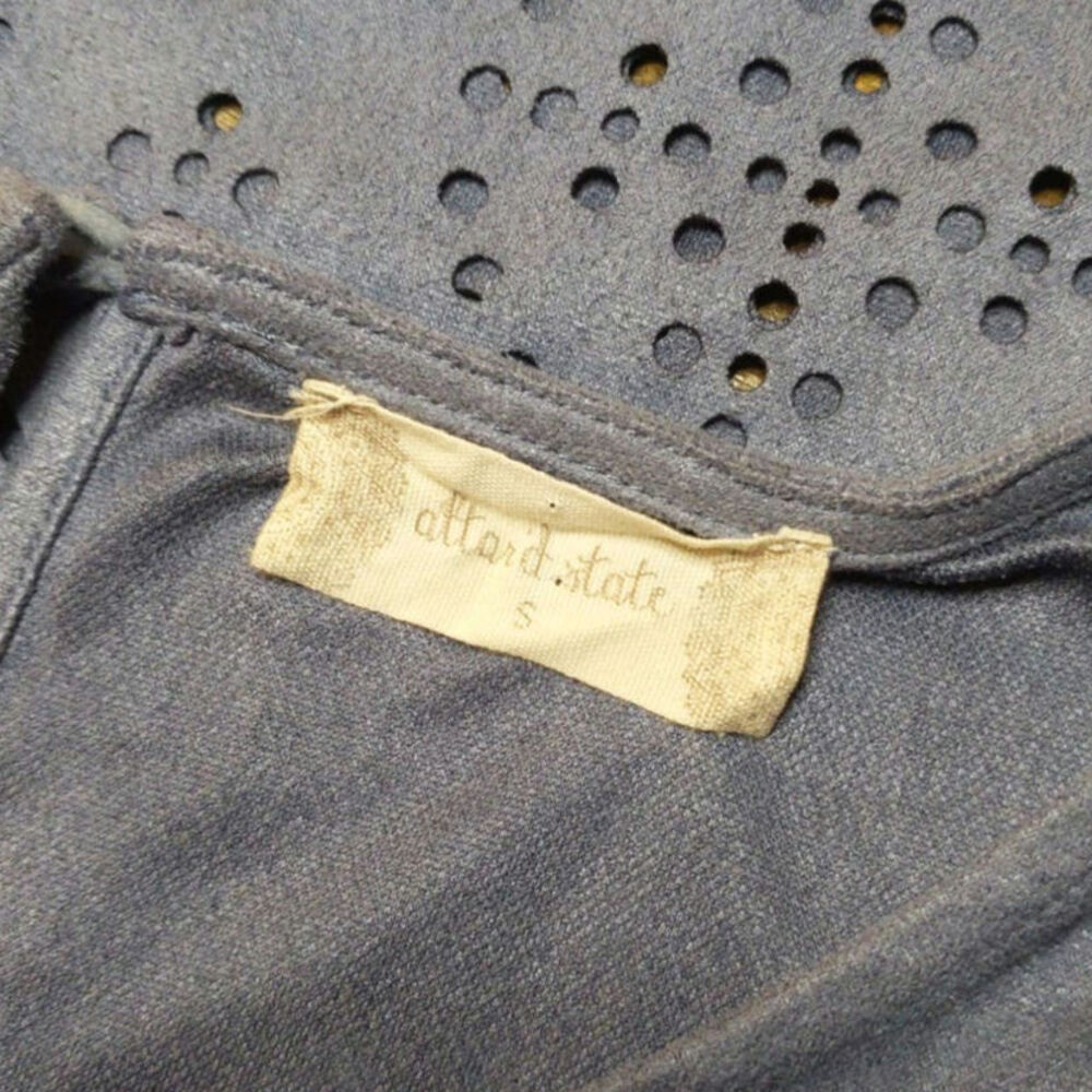 Altar'd State Dusy Blue Faux Suede Crop Top Scallop Eyelet Cottage Boho Small - Picture 5 of 6